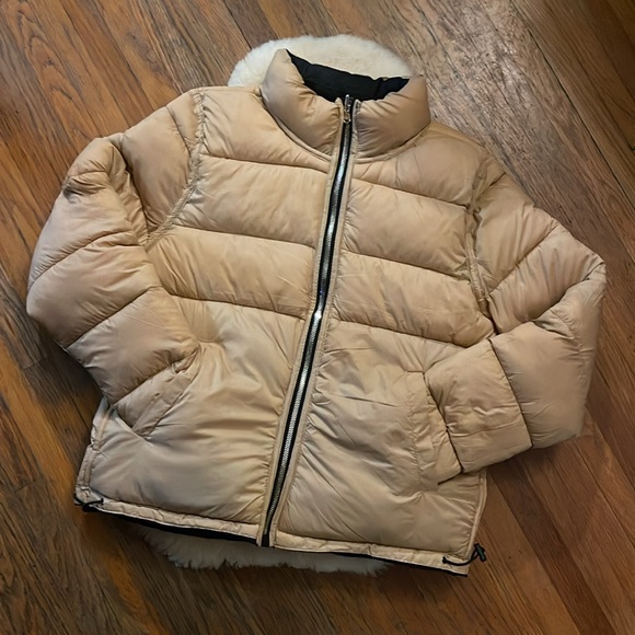 Reversible Black/Tan High Neck Puffer Jacket - Picture 3 of 9